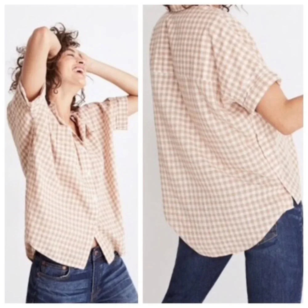 Madewell Courier Side Button Shirt in Gingham - Picture 1 of 11